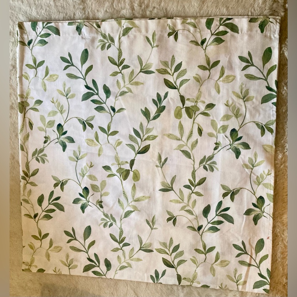 Watercolor Leaf Patterned Fabric Shower Curtain Size 72” x 72”